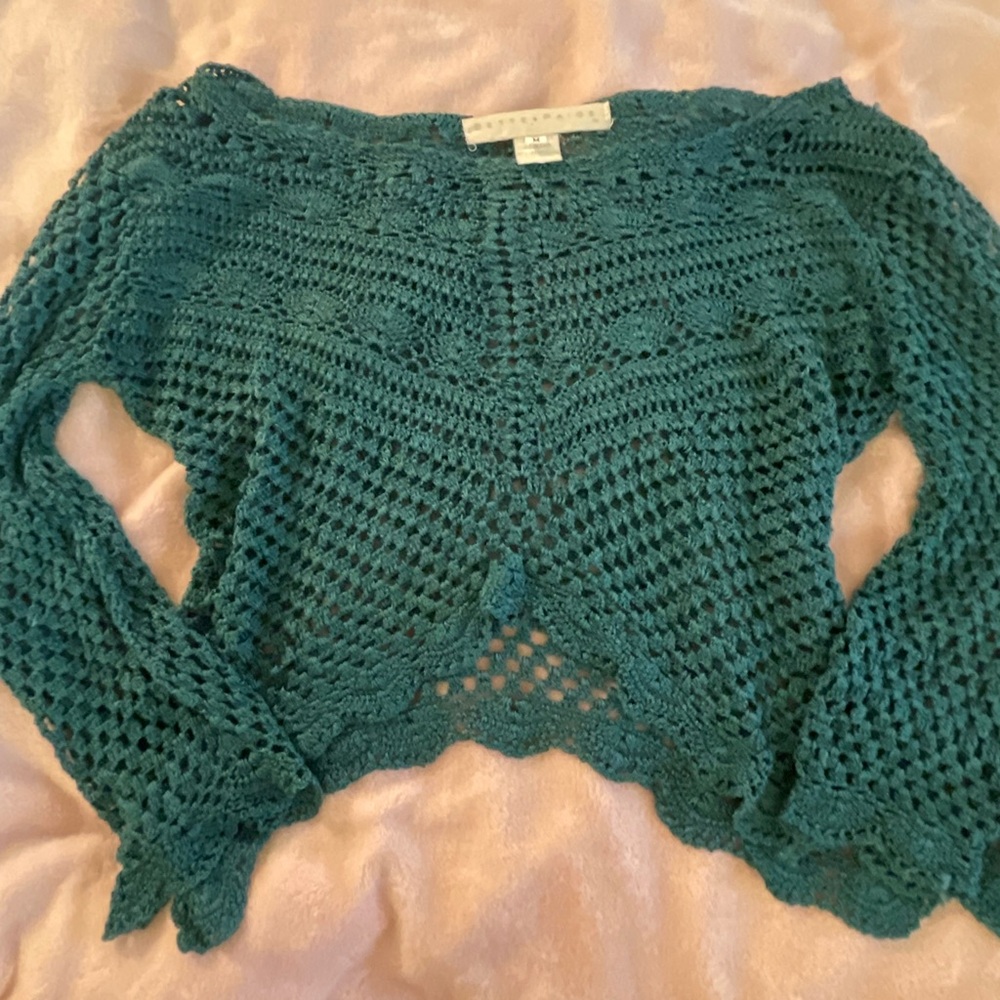turquoise knit sweater, size medium